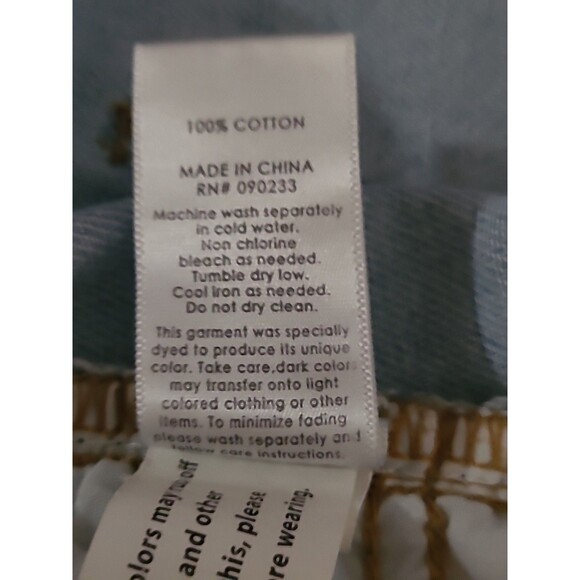 PACSUN Colorblock Denim Jean Mini Skirt Size 26 Blue White Patch Work Frayed Hem - Picture 8 of 8